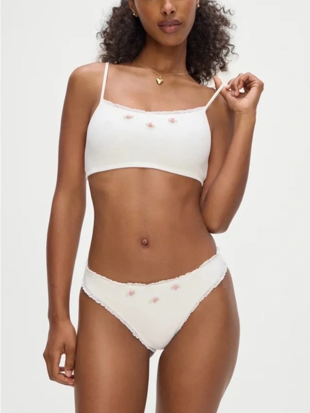 Frankie’s white waffle knit bikini set